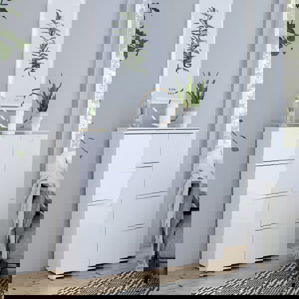 Furniture To Go Sienna Abstract Chest of in White/White High Gloss