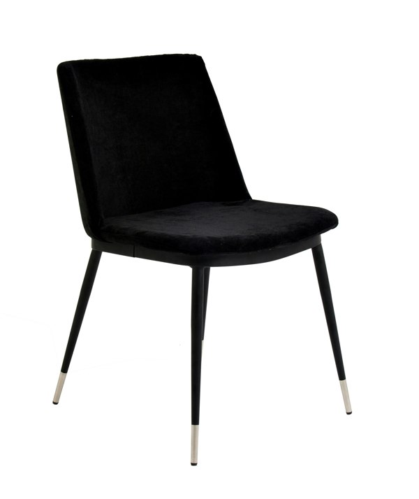 Furniture Edit Evora Black Velvet Dining Chair Silver Legs Set of 2