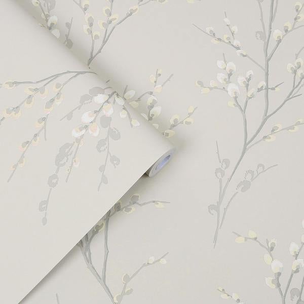 Laura Ashley Pussy Willow Wallpaper - Dove Grey - 10m