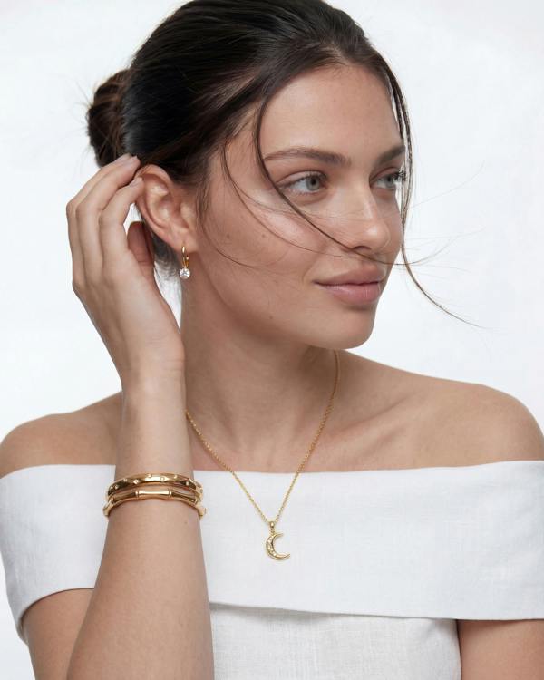 Elk & Bloom 14k Gold Gemstone Droplet Huggie Hoops