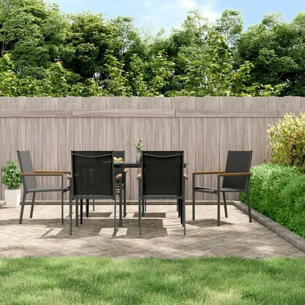 Berkfield 7 Piece Garden Dining Set Black Textilene and Steel
