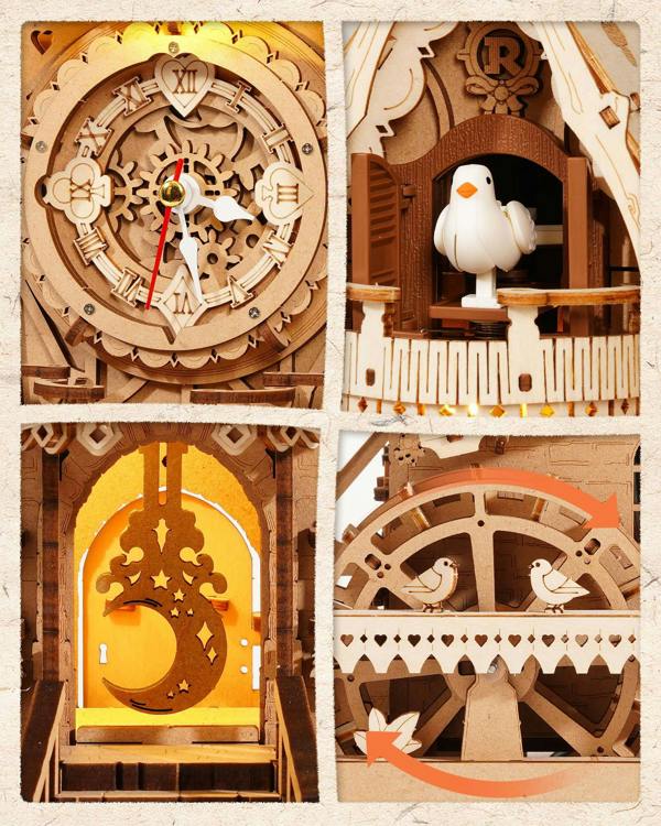 Dyzi Wood Colour Cuckoo Clock 3D Wooden Puzzle 435 Pieces