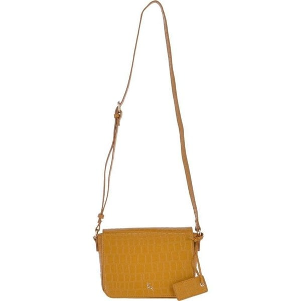'Intenso Gialo' Croc-Embossed Leather Crossbody Bag: 62663
