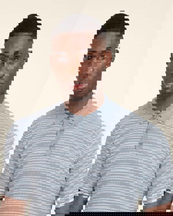 Larsson & Co Knitted Polo Shirt With Horizontal Stripe