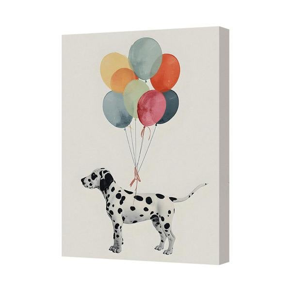Benjamin Tate Design Dalmatian With Balloons Canvas Art Print For Modern Home Decor
