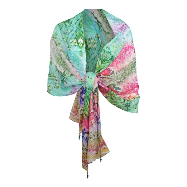 Inoa Palm Leaves 1948 Multicoloured Long Rectangular Scarf