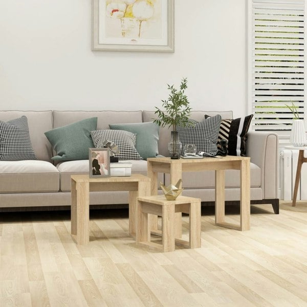 Berkfield Nesting Tables 3 pcs Sonoma Oak Engineered Wood