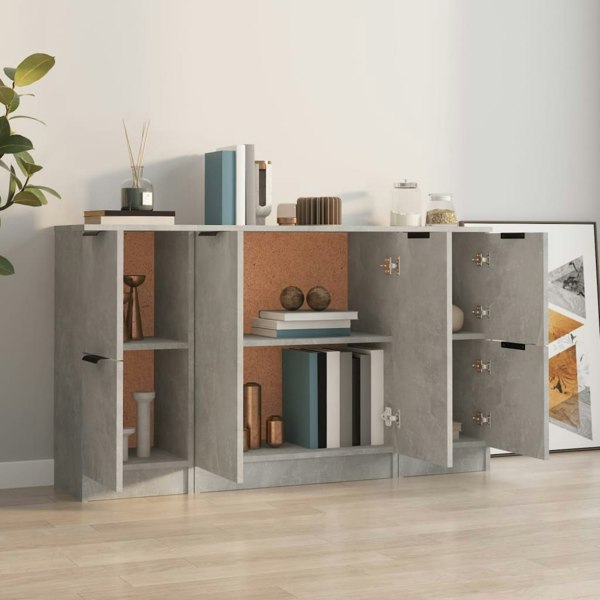 Berkfield Sideboards 3 pcs Concrete Grey Engineered Wood