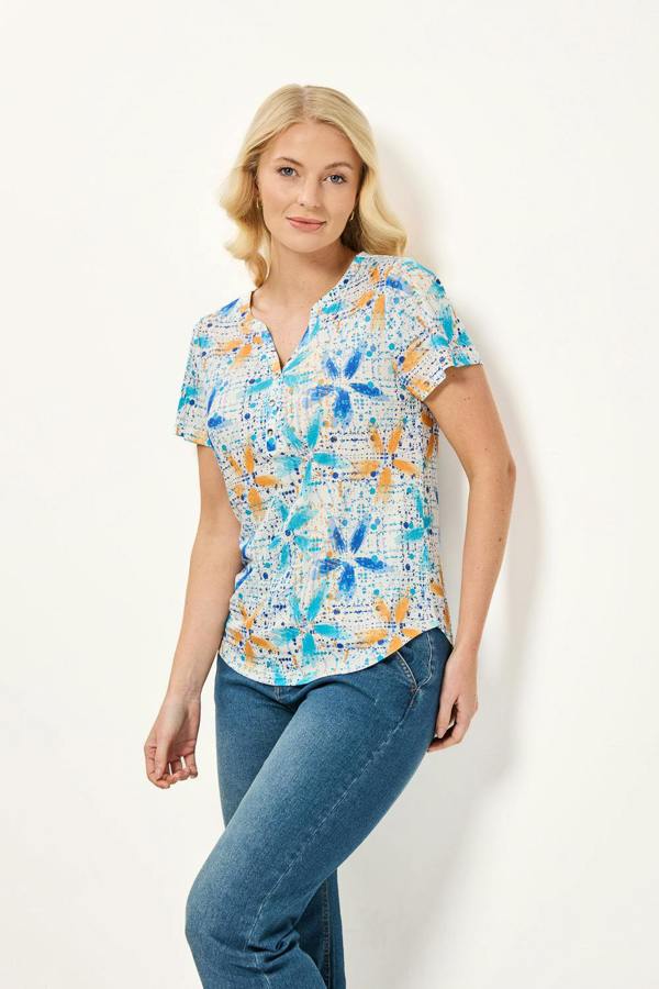 Mudflower Floral Splash Print Top