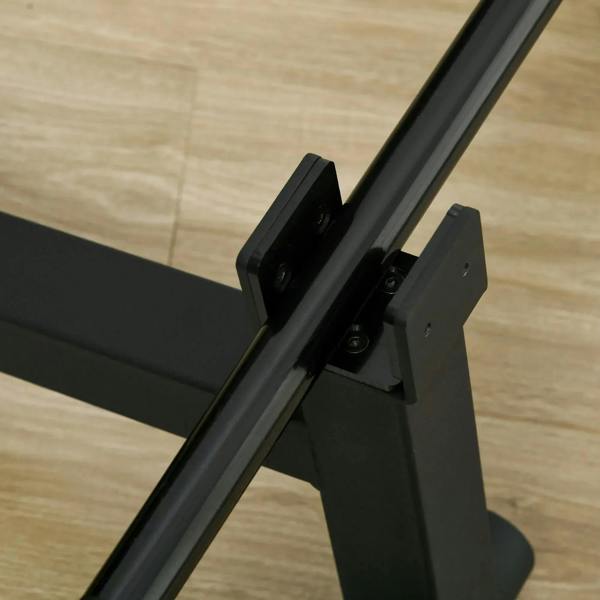 Black deadlift barbell jack side view with bar support brackets