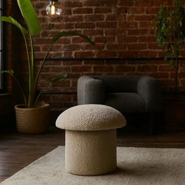 Wyld Haus Domme Grey Boucle Mushroom Shaped Footstool