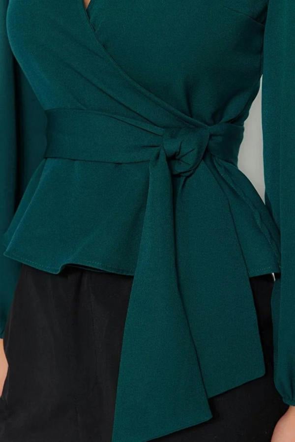 WOVCOR Woven Blouse with Tie Detail