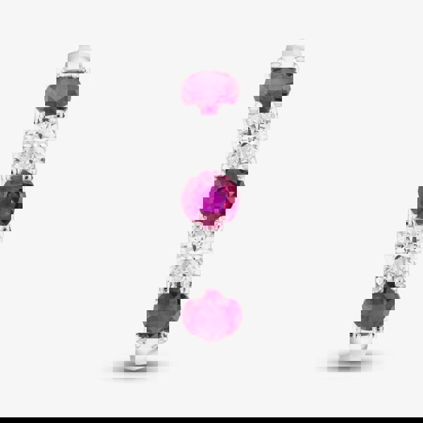 T. H. Baker Platinum Silver 0.82ct Brilliant Cut Ruby & 0.40ct Diamond Five Stone Ring 32707