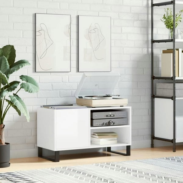 Berkfield Record Cabinet High Gloss White 85x38x48 cm Engineered Wood