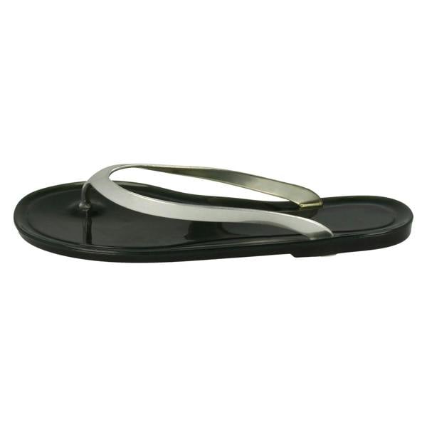 Spot On Ladies Spot On Flat Metallic Toe Post Jelly Sandals