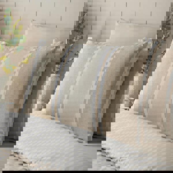 Catherine Lansfield Banded Stripe Reversible Duvet Cover Set Natural