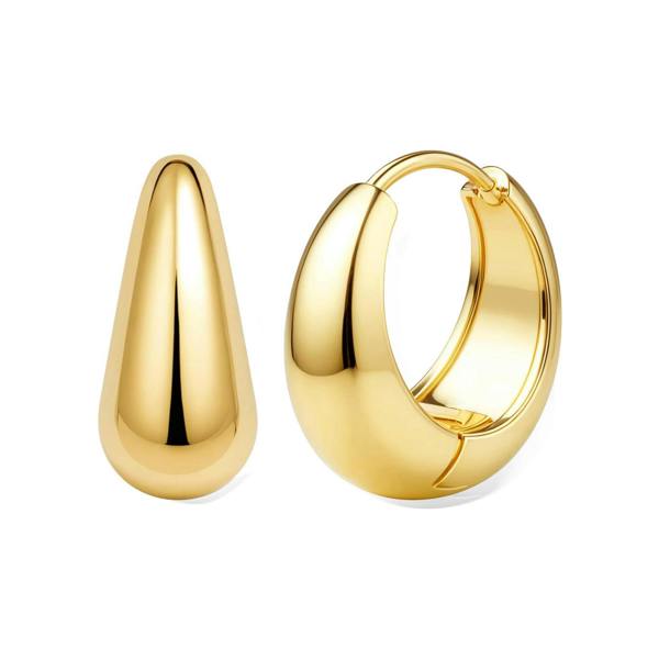 Say It With Tear Drop Hoop Earrings - Yellow Gold