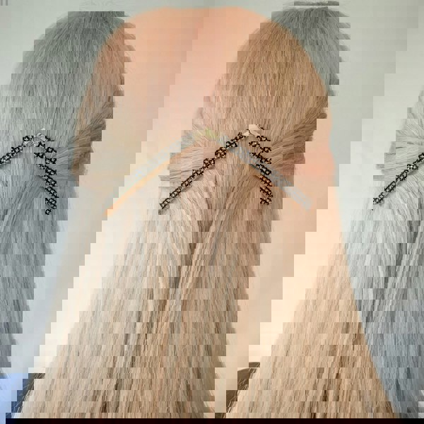 Set of large black diamante hair slides, silver-tone metal, encrusted with black crystals, slim bar design, decorative hair clips
