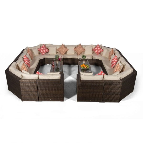 Giardino Santorini Modular 13 Seat Rattan Conversation Set With 2 Coffee Tables