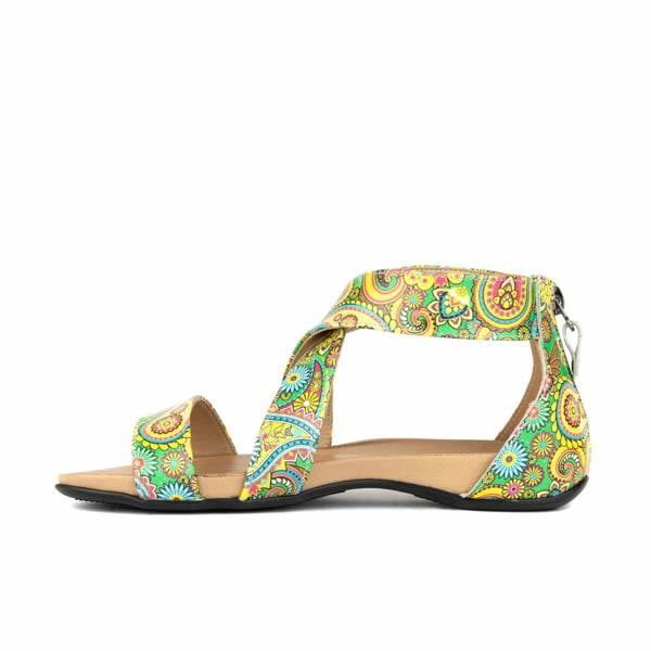 Embassy London Isabella - Festival Green - Women's cross strap sandal with covered zip-up heel