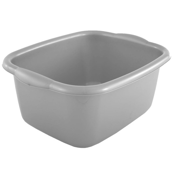 1 x 9.5 Litre Silver Rectangular Washing Up Bowl With Integrated Carry Handles