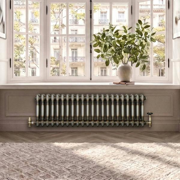 Monstershop Traditional 2 Column Radiator - 300 x 1010mm - Raw Metal