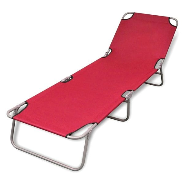 Berkfield Folding Sun Lounger Powder-coated Steel Red