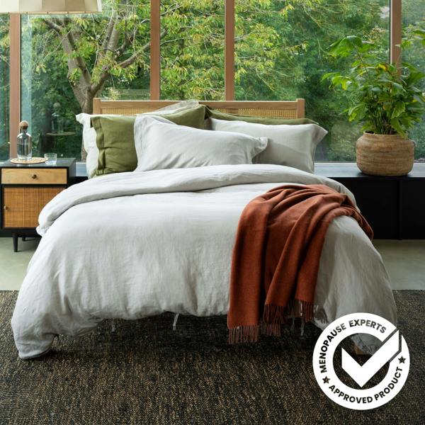 Light Grey French Linen Bedding And Bed Sheets - breathable, detail view | Soak and Sleep