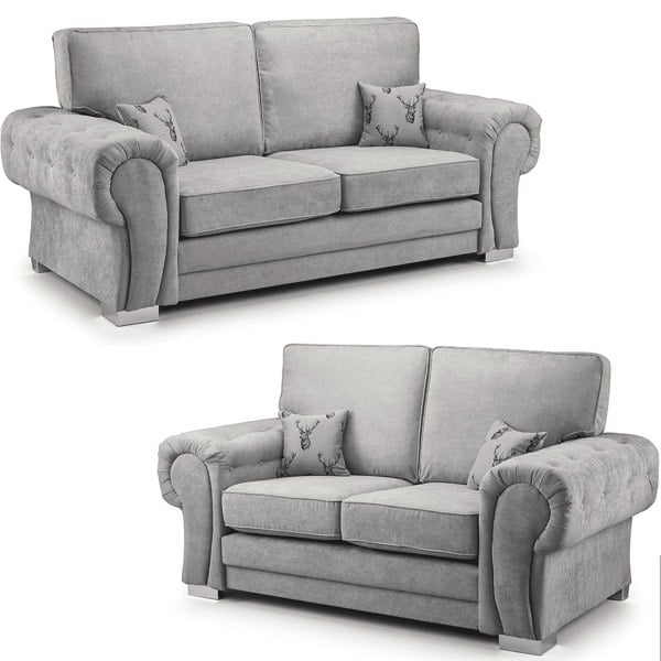Milan Chesterfield Fabric 3 + 2 Seater Sofa Suite - Full Back