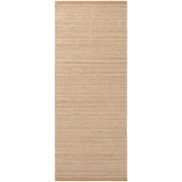 Beige woven mat on a white background