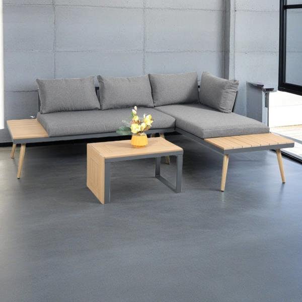 Belmont Metal and Contemporary Poly-Wood Sectional Corner Garden Set - Madefor.Living