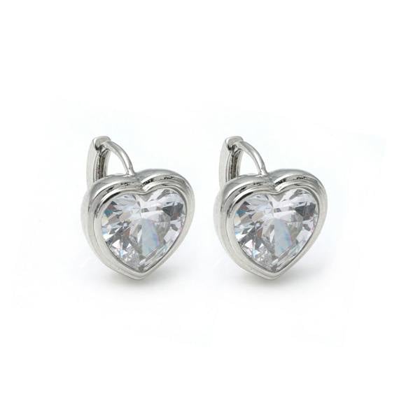 Say It With Heart Hug Bezel Earrings - Silver