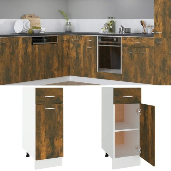 Berkfield Drawer Bottom Cabinet Smoked Oak 30x46x81.5 cm Engineered Wood