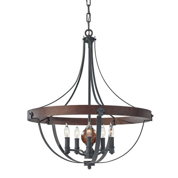 5 Bulb Chandelier Hanging Pendant LIght Charcoal Black LED E14 60W Bulb Loops