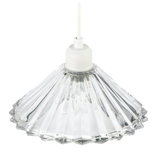 Modern Vertical Fluted Thick Clear Glass Pendant Ceiling Light Shade Image 3