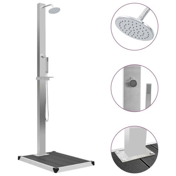 Berkfield Outdoor Shower with Tray WPC Stainless Steel