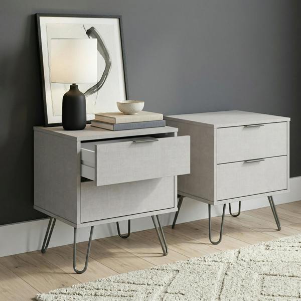 Core Products Set of 2 Augusta Driftwood Industrial Bedside Cabinets