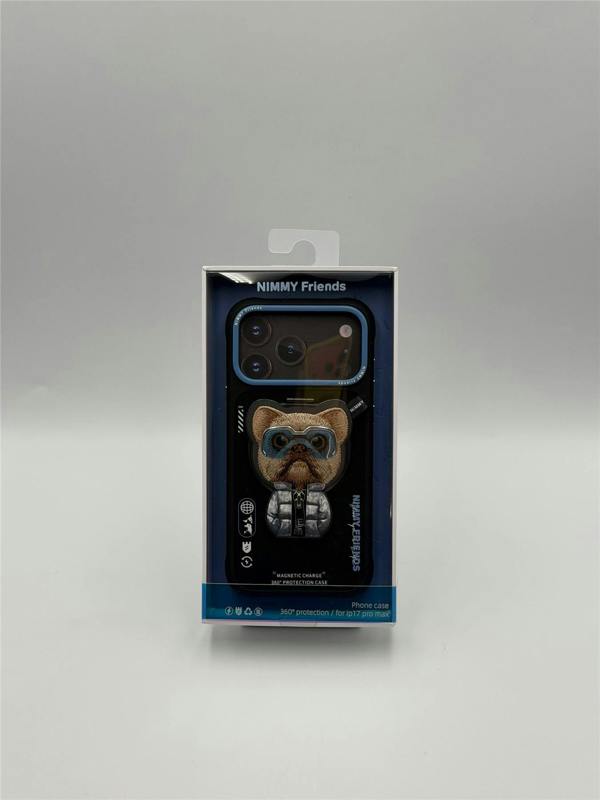 Nimmy Friends Nimmy Cool & Cute 2.0 Little Rich Tycoon Dog Case with MagSafe Stand for iPhone 17 Pro Max 6.9" Black Blue