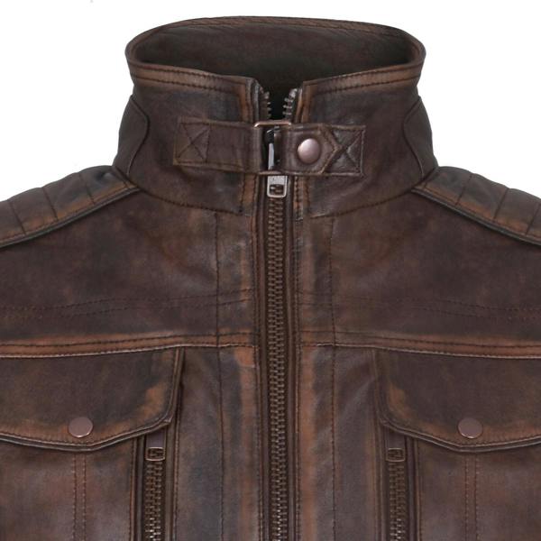 Infinity Leather Mens Vintage Leather Biker Distressed Motorcycle Jacket