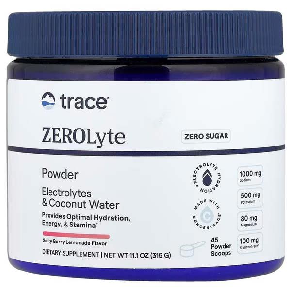 Trace Minerals ZEROLyte Powder, Salty Berry Lemonade - 315g
