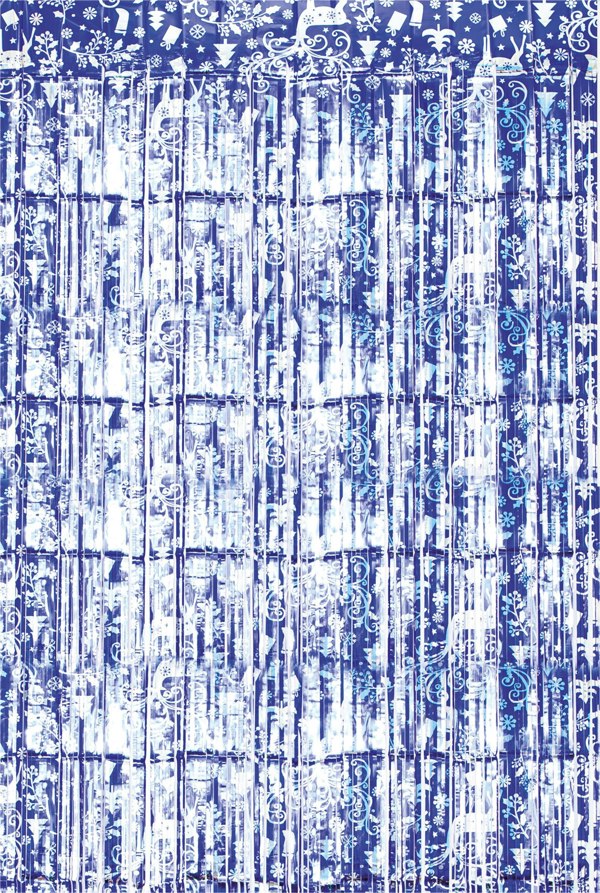 Cheetah Shimmer christmasReindeer Tinsel Curtain, 2x1M Blue