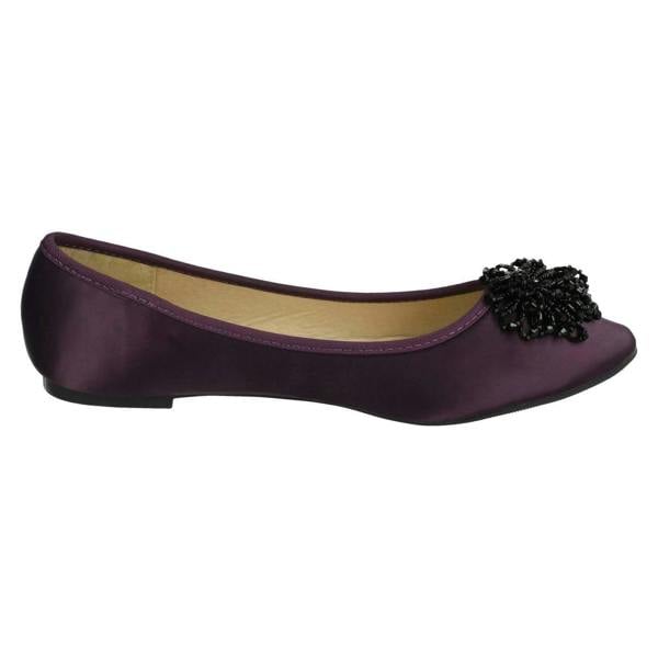 Spot On Ladies Spot On Beaded Ruffle Vamp Flat Ballerina
