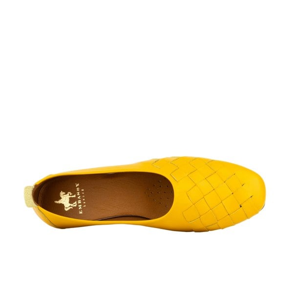 Embassy London Solenne - Yellow - Women's handwoven Leather Ballet Pump