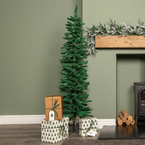 Samuel Alexander 5ft (1.5m) Green Artificial Pencil Christmas Tree With Green Metal Stand and 236 Tips