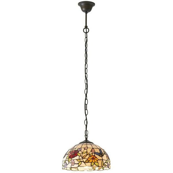 Small Tiffany Butterfly Pendant Light - Dark Bronze Finish - Needs 60W E27 GLS Loops