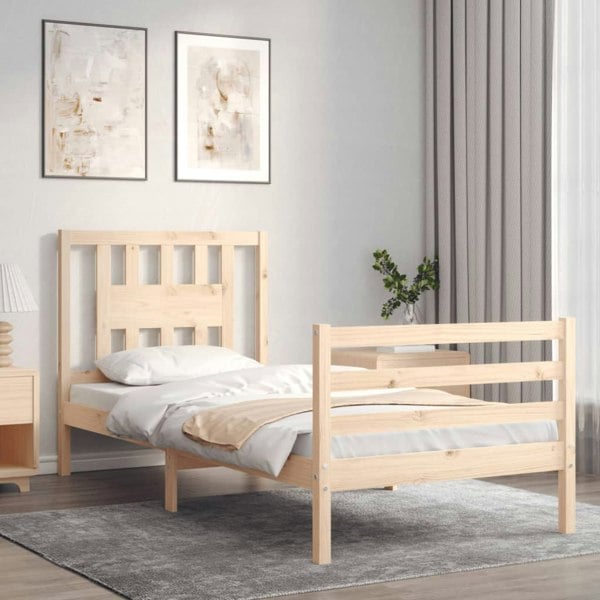 Berkfield Bed Frame with Headboard 90x200 cm Solid Wood