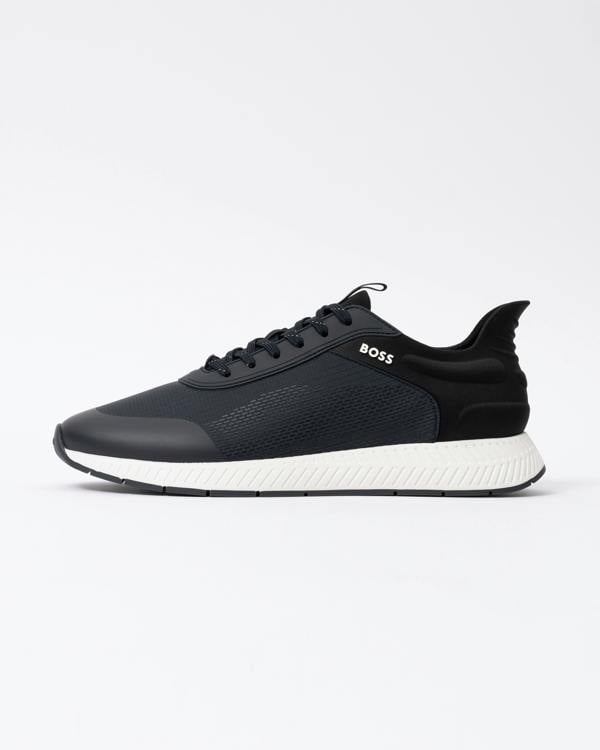 Side of the BOSS Orange Titanium Runn Rsmh Mens Trainers in Open Blue 464