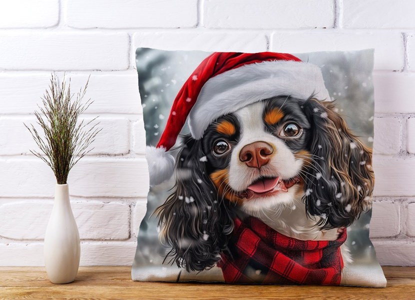 Warren Reed Christmas Cavalier King Charles Spaniel Cushion