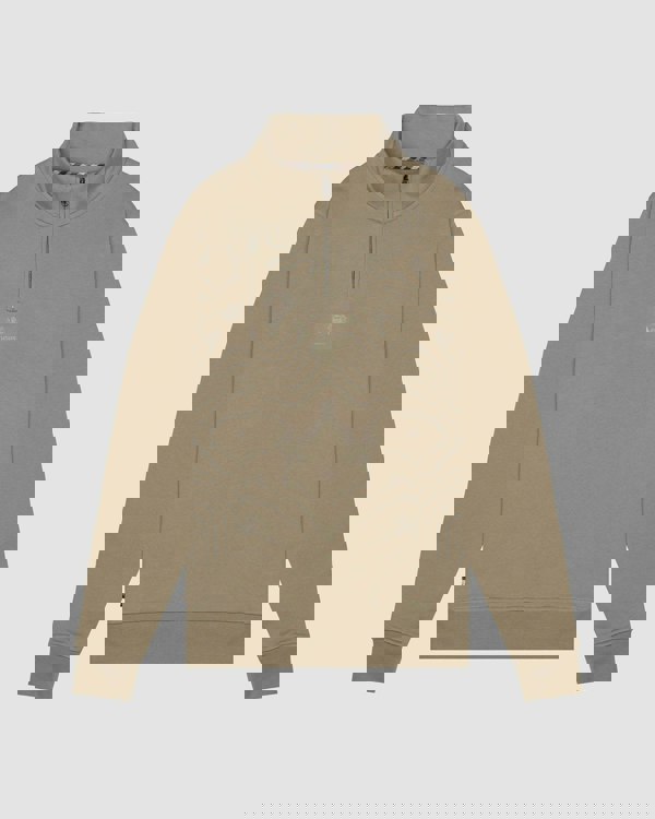 Aquascutum Mens Centered Logo 1/4 Zip Fleece - Khaki 38