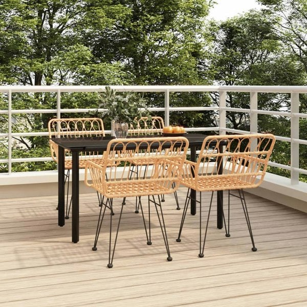 Berkfield 5 Piece Garden Dining Set Poly Rattan